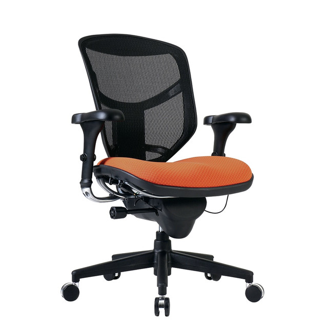 OFFICE DEPOT VQUANTUMAS90808 WorkPro Quantum 9000 Series Ergonomic Mesh/Premium Fabric Mid-Back Chair, Black/Tangerine, BIFMA Compliant