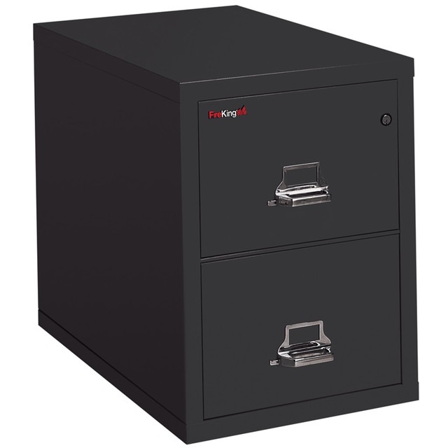 FIRE KING INTERNATIONAL, INC. 2-1831-CBLWG FireKing UL 1-Hour 31-5/8inD Vertical 2-Drawer Letter-Size Fireproof File Cabinet, Metal, Black, White Glove Delivery