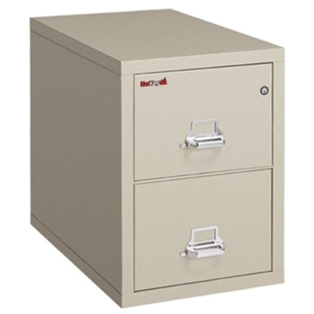 FIRE KING INTERNATIONAL, INC. 2-2131-CPAWG FireKing UL 1-Hour 31-5/8inD Vertical 2-Drawer Legal-Size Fireproof File Cabinet, Metal, Parchment, White Glove Delivery