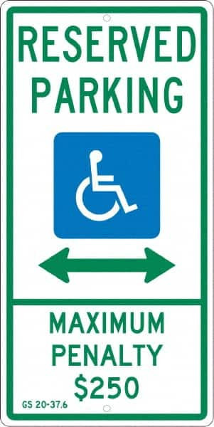 AccuformNMC ADA Traffic & Parking Sign: Rectangle, "Reserved Parking Maximum Penalty $250" TMS328H
