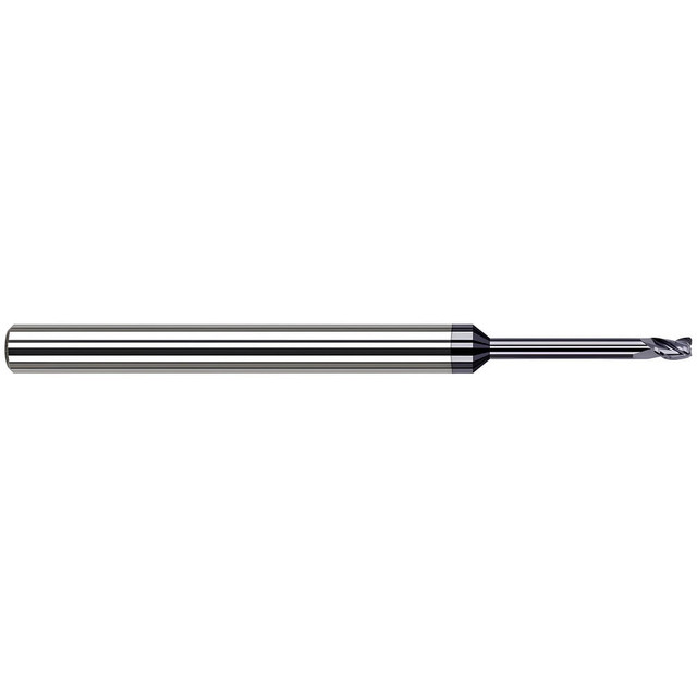 Harvey Tool 987322-C6 Corner Radius End Mill: 1 mm Dia, 1.5 mm LOC, 0.1 mm Radius, 3 Flutes, Solid Carbide