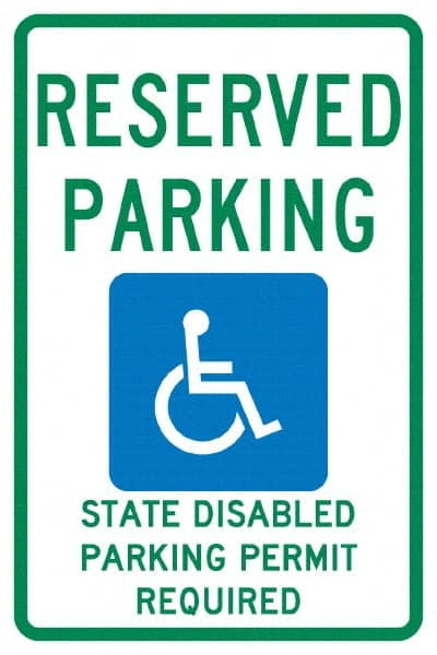 AccuformNMC ADA Traffic & Parking Sign: Rectangle, "Reserved Parking State Disabled Parking Permit Required" TMS341G