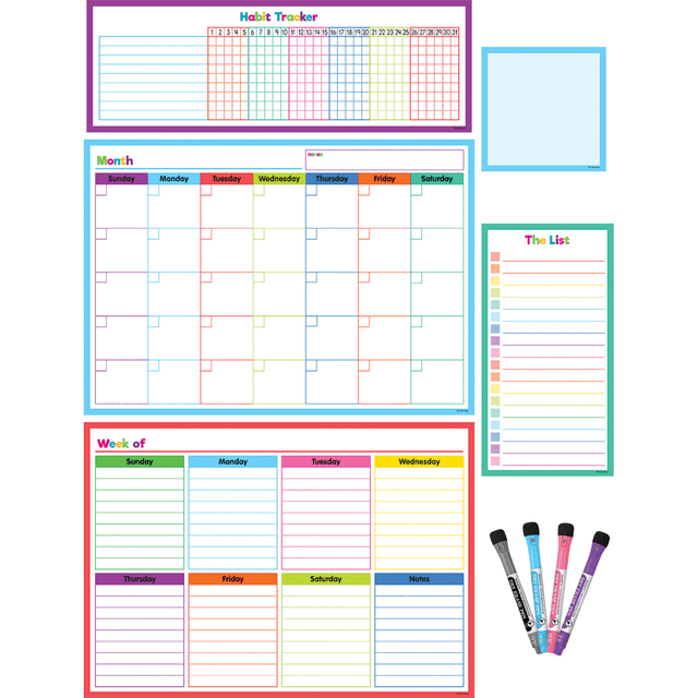 TEACHER CREATED RESOURCES INC. TCR77405 Teacher Created Resources Dry-Erase Magnetic 9-Piece Calendar Set, Colorful