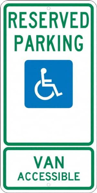 AccuformNMC ADA Traffic & Parking Sign: Rectangle, "Reserved Parking Van Accessible" TMS336J