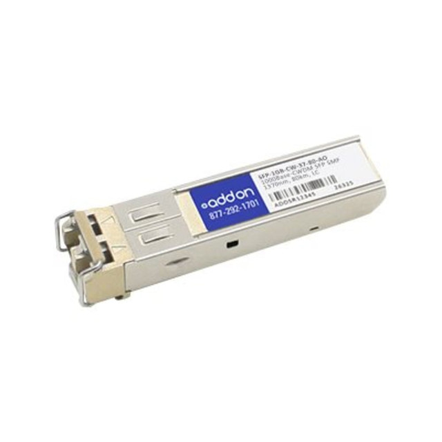 ADD-ON COMPUTER PERIPHERALS, INC. SFP-1GB-CW-37-80-AO AddOn - SFP (mini-GBIC) transceiver module - GigE - 1000Base-CWDM - LC single-mode - up to 49.7 miles - 1370 nm - TAA Compliant