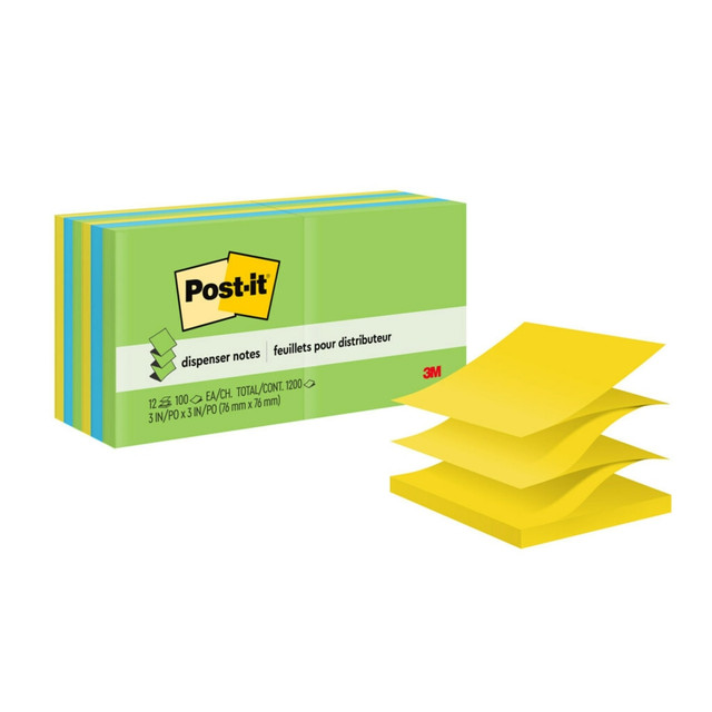 3M CO R330-12AU Post-it Pop Up Notes, 3 in x 3 in, 12 Pads, 100 Sheets/Pad, Clean Removal, Floral Fantasy Collection