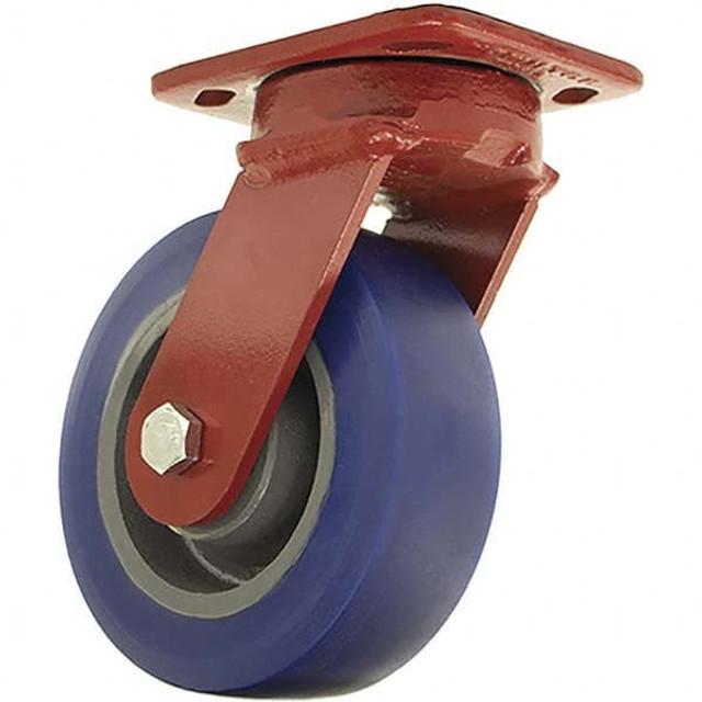 Hamilton S-ZFWH-6EGB Swivel Top Plate Caster: Polyurethane, 6" Wheel Dia, 2" Wheel Width, 1,300 lb Capacity, 7-1/2" OAH