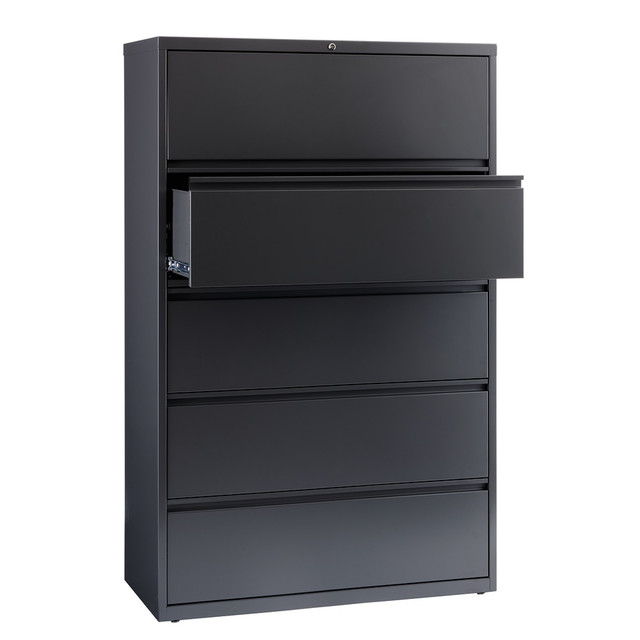 OFFICE DEPOT 21154 WorkPro 42inW x 18-5/8inD Lateral 5-Drawer File Cabinet, Charcoal