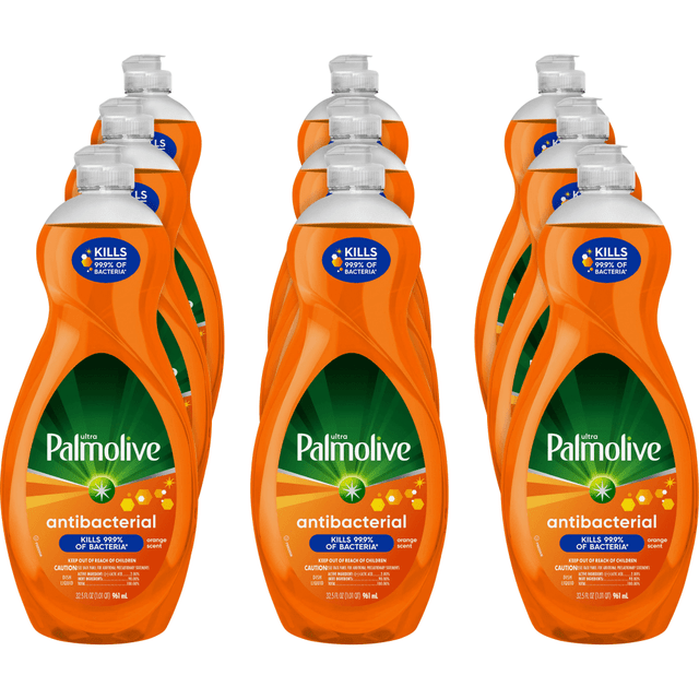 COLGATE-PALMOLIVE,IPD US04274ACT Palmolive Antibacterial Ultra Dish Soap Concentrate, 35.2 Oz, Orange, Carton Of 9