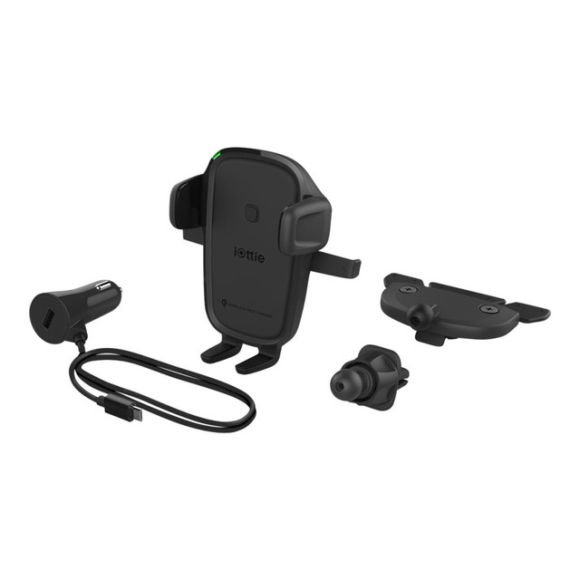 IOTTIE, INC. HLCRIO143 iOttie Easy One-Touch Wireless 2 Fast Charging 2-in-1 Air Vent And CD Mount, Black, HLCRIO143