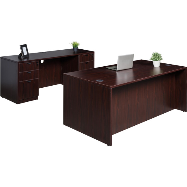 NORSTAR OFFICE PRODUCTS INC. GROUPA12-M Boss Office Products Holland Suite Desk And Credenza With Dual File Storage Pedestals, Mahogany NORSTAR OFFICE PRODUCTS INC. GROUPA12-M Boss Office Products Holland Suite Desk And Credenza With Dual File Storage Pedestals, Mahogany