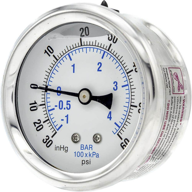 PIC Gauges PRO-202L-254CD Pressure Gauges; Gauge Type: Industrial Pressure Gauges ; Scale Type: Dual ; Accuracy (%): 2-1-2% ; Dial Type: Analog ; Thread Type: 1/4" MNPT ; Bourdon Tube Material: Bronze