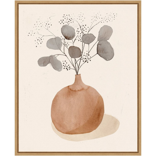 UNIEK INC. Amanti Art A42705322585  La Planta I (Floral Vase) by Victoria Barnes Framed Canvas Wall Art Print, 16in x 20in, Maple