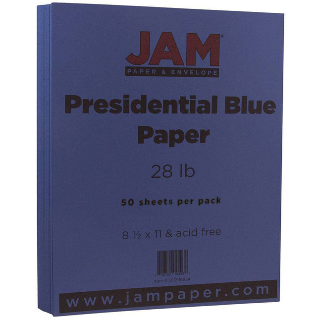 SEAGATE TECHNOLOGY LLC 563916924 JAM Paper Color Multi-Use Printer & Copy Paper, Presidential Blue, Letter (8.5in x 11in), 50 Sheets Per Pack, 28 Lb SEAGATE TECHNOLOGY LLC 563916924 JAM Paper Color Multi-Use Printer & Copy Paper, Presidential Blue, Letter (8.5in x 11in), 50 Sheets Per Pack, 28 Lb