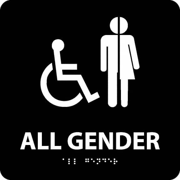 AccuformNMC Sign: Square, "ALL GENDER" ADA22BK