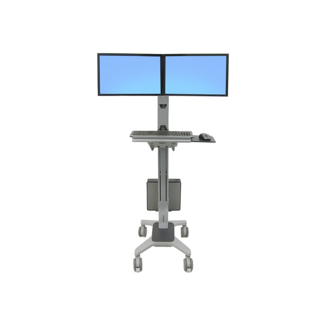 ERGOTRON 24-194-055  Neo-Flex Dual WideView WorkSpace Cart - 40 lb Capacity - 4 - Aluminum, Plastic, Steel - Gray