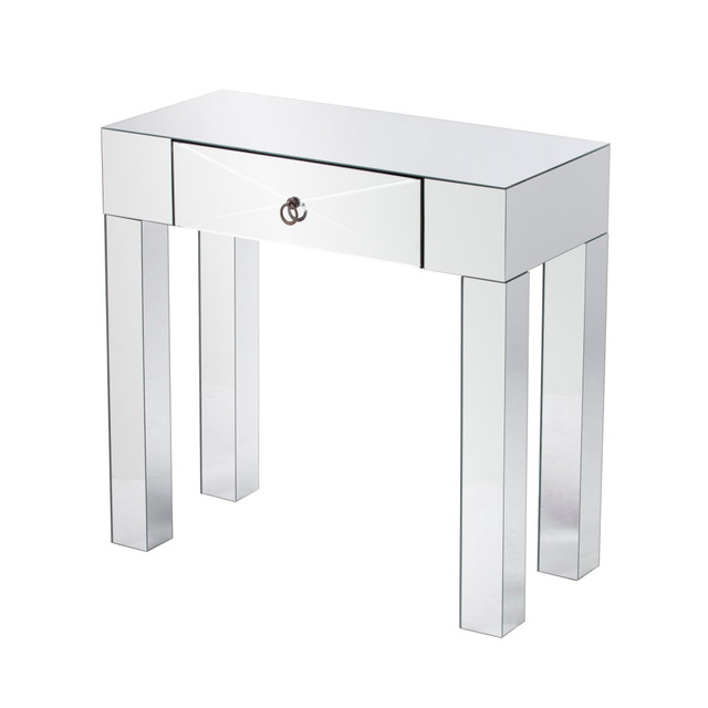 SOUTHERN ENTERPRISES, INC. SEI CM2368  Cresheim Mirrored Console Table, 30-1/2inH x 31-1/4inW x 15inD, Silver