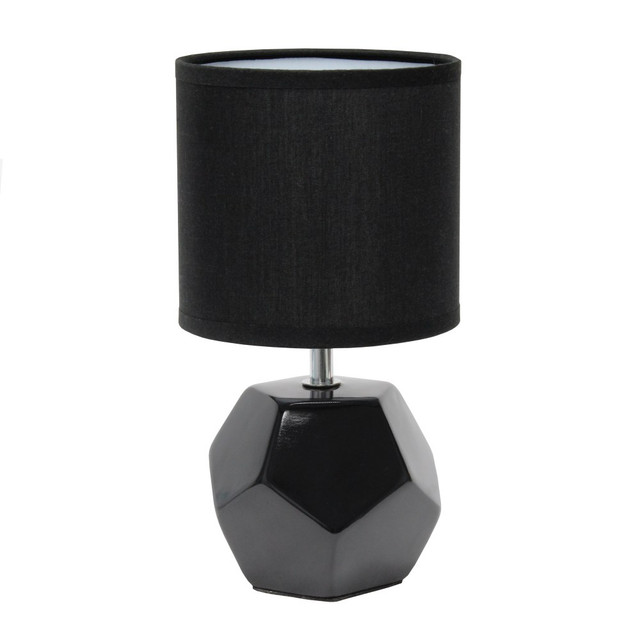 ALL THE RAGES INC Simple Designs LT2065-BLK  Round Prism Mini Table Lamp, 10-7/16inH, Black