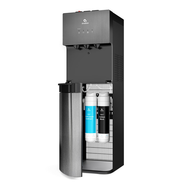 BHRS GROUP LLC A5BLK Avalon Hot/Cold Self-Cleaning Bottleless Water Dispenser, 41inH x 12inW x 13inD, Black Stainless Steel BHRS GROUP LLC A5BLK Avalon Hot/Cold Self-Cleaning Bottleless Water Dispenser, 41inH x 12inW x 13inD, Black Stainless Steel