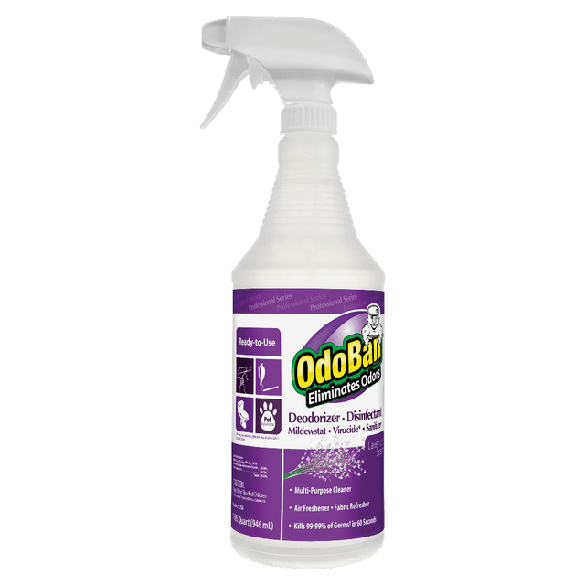 CLEAN CONTROL CORPORATION 910162QC12 OdoBan Multi-Purpose Deodorizer & Disinfectant Spray, Lavender Scent, 32 Oz Bottle