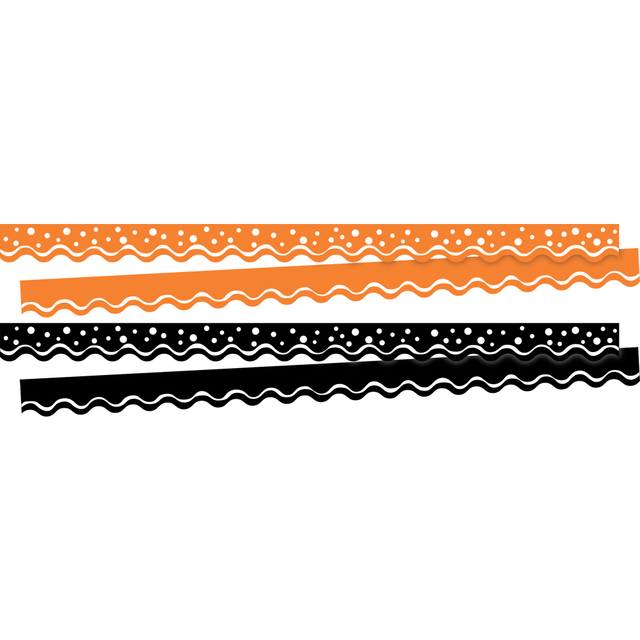 BARKER CREEK PUBLISHING, INC. 4022 Barker Creek Double-Sided Scalloped Borders, 2-1/4in x 36in, Halloween, 13 Strips Per Pack, Set Of 2 Packs BARKER CREEK PUBLISHING, INC. 4022 Barker Creek Double-Sided Scalloped Borders, 2-1/4in x 36in, Halloween, 13 Strips Per Pack, Set Of 2 Packs