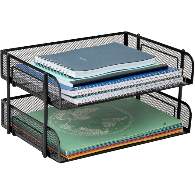 EMS MIND READER LLC ESTACK2-BLK Mind Reader Stackable Desktop Organizer Paper Tray, 7-1/4inH x 10inW x 13-1/2inD, Black, Set Of 2 Trays EMS MIND READER LLC ESTACK2-BLK Mind Reader Stackable Desktop Organizer Paper Tray, 7-1/4inH x 10inW x 13-1/2inD, Black, Set Of 2 Trays
