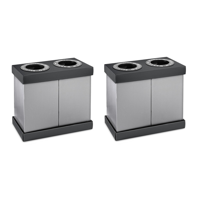 ADIR CORP. ALP471-02-BLK-2PK Alpine Industries Plastic 2-Compartment Indoor Trash And Recycling Bins, 28 Gallons, Black, Pack Of 2 Bins ADIR CORP. ALP471-02-BLK-2PK Alpine Industries Plastic 2-Compartment Indoor Trash And Recycling Bins, 28 Gallons, Black, Pack Of 2 Bins