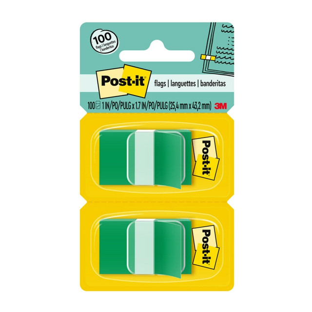 3M CO 680-GN2 Post-it Flags, 1in x 1 -11/16in, Green, 50 Flags Per Pad, Pack Of 2 Pads 3M CO 680-GN2 Post-it Flags, 1in x 1 -11/16in, Green, 50 Flags Per Pad, Pack Of 2 Pads
