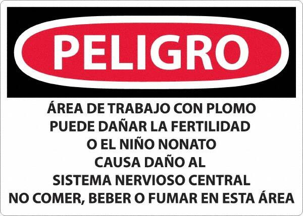 AccuformNMC Sign: Rectangle, "Peligro - Area De Trabajo Con Plomo Puede Danar La Fertiladad O El Nino Nonato" SPD26RD