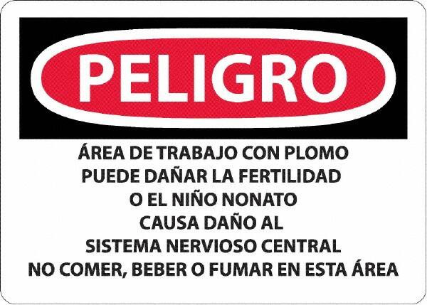 AccuformNMC Sign: Rectangle, "Peligro - Area De Trabajo Con Plomo Puede Danar La Fertiladad O El Nino Nonato" SPD26RB