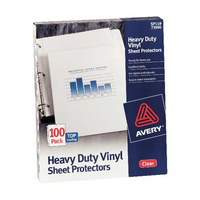 AVERY PRODUCTS CORPORATION 73900 Avery Heavy-Duty Vinyl Sheet Protectors, 8 1/2in x 11in, Top Loading, Pack Of 100