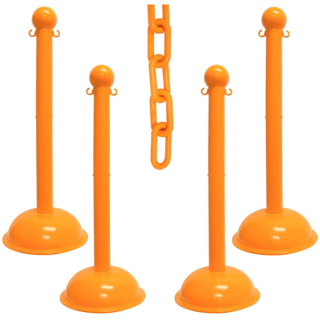 Mr. Chain 73612-4 Pedestrian Barrier Kits; Chain Material: Polyethylene ; Post Material: HDPE ; Surface Pattern: Solid Color ; Chain Color: Safety Orange ; Post Color: Safety Orange ; Inside Link Length: 1.42in