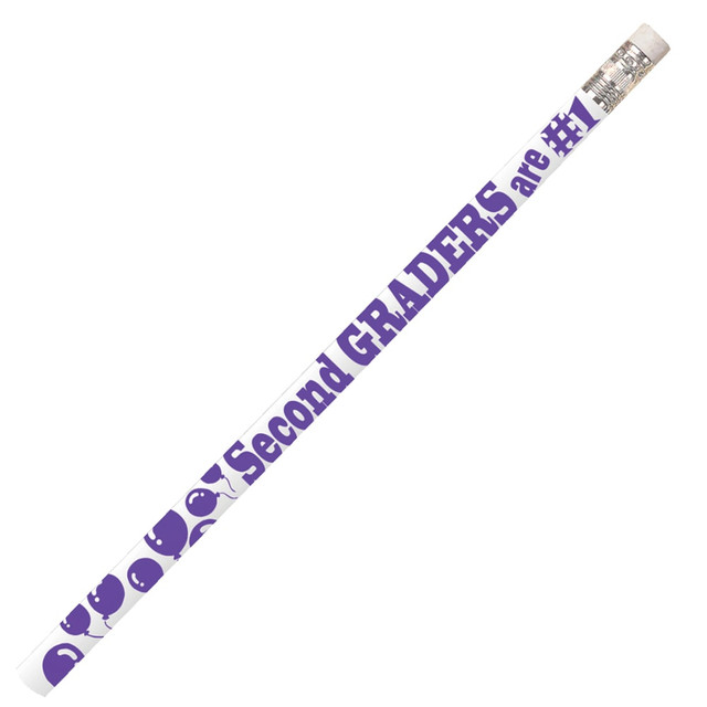 Musgrave Pencil Co. Inc. MUS2205D-12 Musgrave Pencil Co. Motivational Pencils, 2.11 mm, #2 Lead, 2nd Graders Are #1, Purple/White, Pack Of 144