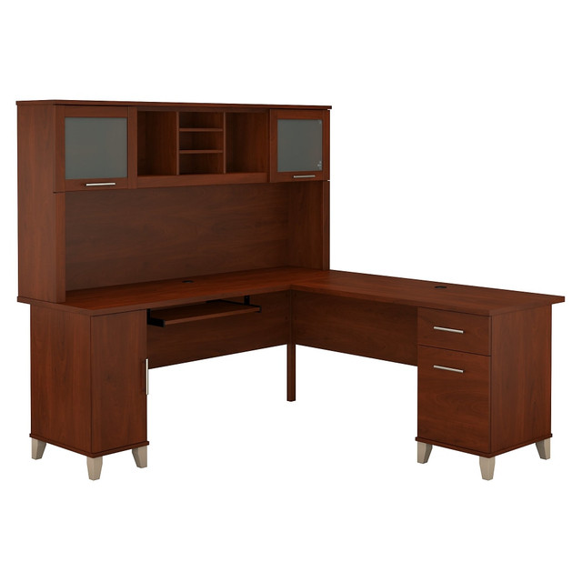 BUSH INDUSTRIES INC. SET001HC Bush Furniture Somerset L Shaped Desk With Hutch, 72inW, Hansen Cherry, Standard Delivery BUSH INDUSTRIES INC. SET001HC Bush Furniture Somerset L Shaped Desk With Hutch, 72inW, Hansen Cherry, Standard Delivery