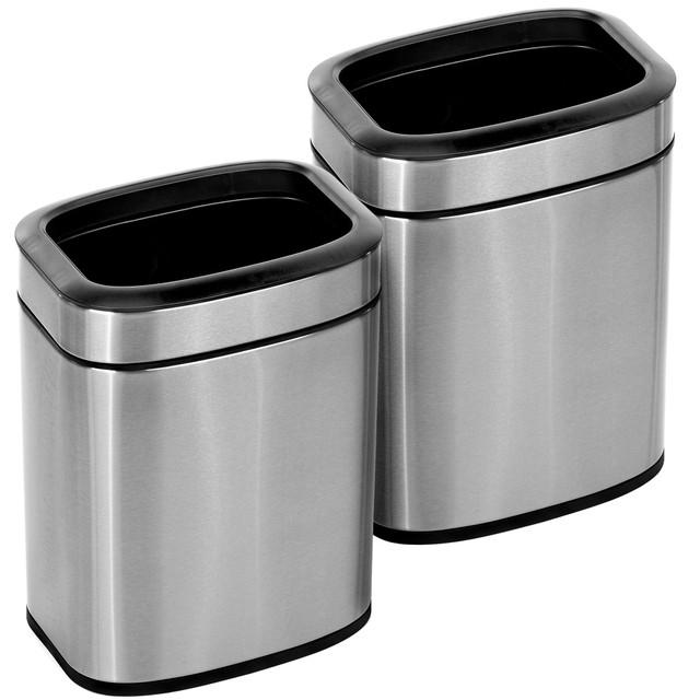 ADIR CORP. ALP470-6L-2PK Alpine Stainless Steel Trash Cans, 1.6 Gallon, Silver, Set Of 2 Cans