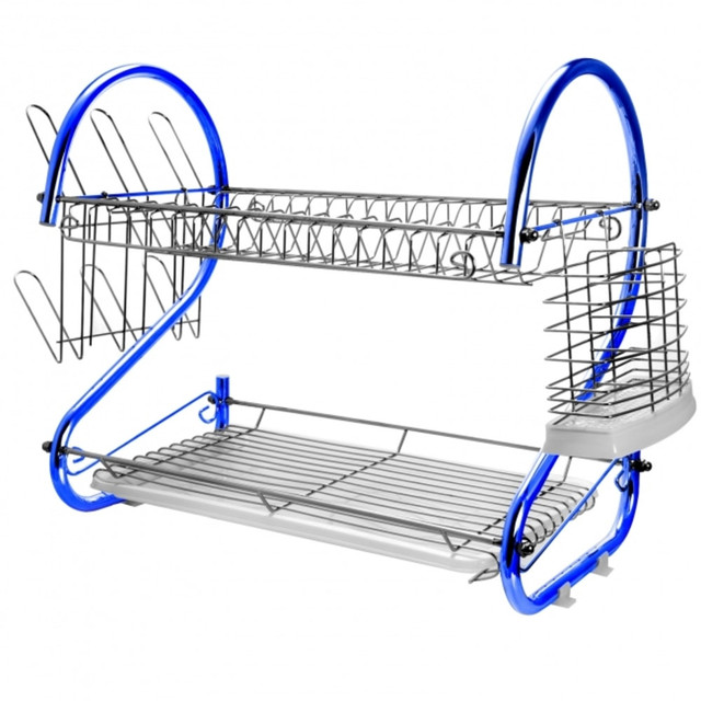 MEGAGOODS, INC. 995112239M Megachef 16in Counter Top Drying Dish Rack, Blue MEGAGOODS, INC. 995112239M Megachef 16in Counter Top Drying Dish Rack, Blue