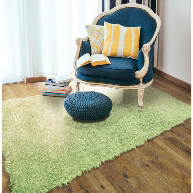 LINON HOME DECOR PRODUCTS, INC Linon OD4865  Flokati Area Rug, 5ft x 8ft, Morrigan 1400G Lime Green