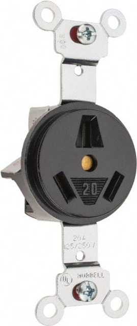Hubbell Wiring Device-Kellems HBL6810 Straight Blade Single Receptacle: NEMA 10-20R, 20 Amps, Ungrounded