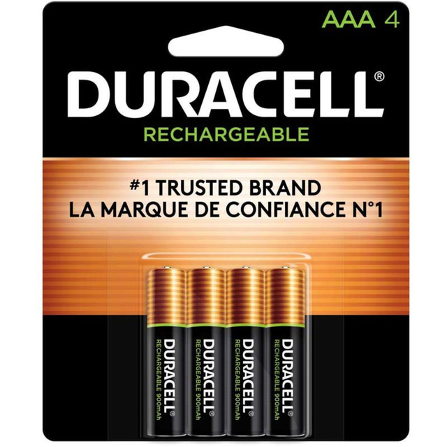 Ideal for video game controllers, wireless electronics, baby monitors, and other heavy-use devices, Duracell Rechargeable Pre-Charged NiMH AAA batteries let you charge hundreds of times, helping you save money. Plus, they are already charged and ready to use. Duracell Rechargeable batteries are guaranteed to last for 10 years in storage, and will hold a charge for up to 1 year when not in use. These powerful NiMH batteries work in any NiMH charger, and you can recharge them up to 400 times. From storm season to medical needs to the holidays, Duracell is the #1 trusted battery brand.  LONG-LASTING POWER BETWEEN CHARGES: The Duracell Rechargeable Triple A battery is designed for use in devices like video game controllers, wireless electronics, baby monitors, and more.  POWERFUL NiMH BATTERIES work in any NiMH charger and you can recharge them up to 400 times, helping save you money.  GUARANTEED 10 YEARS IN STORAGE: Duracell Rechargeable batteries will hold a charge for up to 1 year when not in use.  QUALITY ASSURANCE: With Duracell batteries, every product is guaranteed against defects in material and workmanship.  #1 TRUSTED BATTERY BRAND: From storm season to the holidays, Duracell is the #1 trusted battery brand.  Pack of 4 Rechargeable Batteries  Rechargeable & avoids disposables - designed to be used repeatedly, helping you save money and avoid single-use disposables.