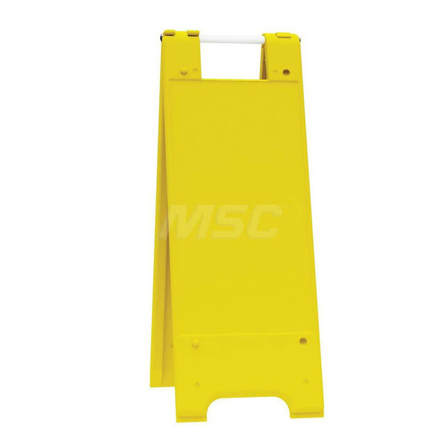 Plasticade 155-Y Pedestrian Barrier Sign Stand: Plastic, Yellow, Use with Indoor & Outdoor