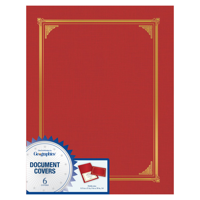 ROYAL CONSUMER PRODUCTS, LLC 48614 Geographics Document Covers, 9 3/4in x 12 1/2in, Red, Pack Of 6
