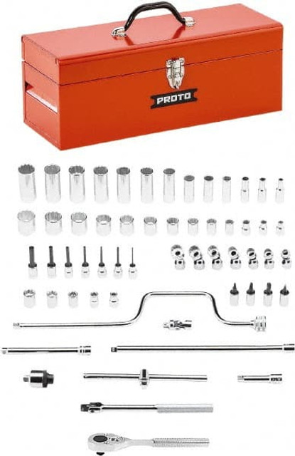 Proto J52140A Deep Standard Universal Socket Set: 58 Pc, 3/8" Drive, 1/4 to 1" Socket