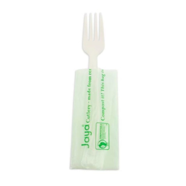 ASEAN CORPORATION CPLA-002-INV Stalk Market Compostable Cutlery Forks, Pearlescent White, Pack Of 750