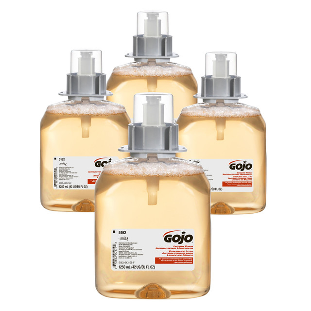 GOJO INDUSTRIES INC 5162-04 GOJO FMX-12 Luxury Antibacterial Foam Hand Soap Wash, Fresh Fruit Scent, 42.27 Oz, Carton Of 4 Bottles GOJO INDUSTRIES INC 5162-04 GOJO FMX-12 Luxury Antibacterial Foam Hand Soap Wash, Fresh Fruit Scent, 42.27 Oz, Carton Of 4 Bottles