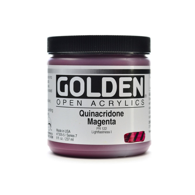 GOLDEN ARTIST COLORS, INC. 7305-5 Golden OPEN Acrylic Paint, 8 Oz Jar, Quinacridone Magenta