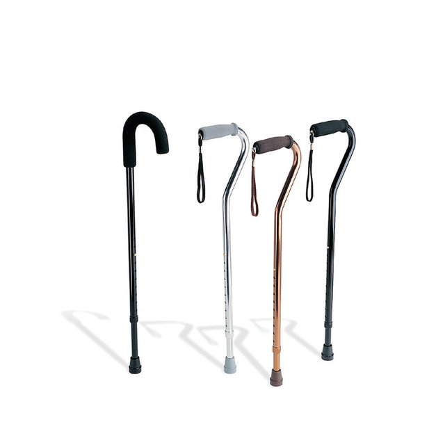MEDLINE INDUSTRIES, INC. MDS86420 Medline Guardian Offset-Handle Fashion Aluminum Canes, Black, Case Of 6 MEDLINE INDUSTRIES, INC. MDS86420 Medline Guardian Offset-Handle Fashion Aluminum Canes, Black, Case Of 6