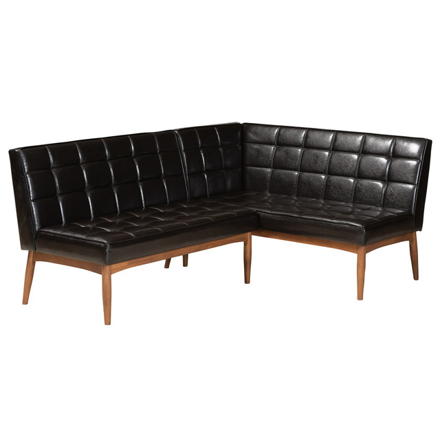 WHOLESALE INTERIORS, INC. 2721-11343 Baxton Studio Sanford 2-Piece Dining Nook Banquette Set, Dark Brown/Walnut