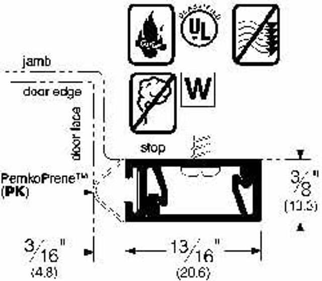 Pemko 29310CPK36 Weatherstripping; Weatherstripping Type: Head & Jamb ; Overall Width: 1