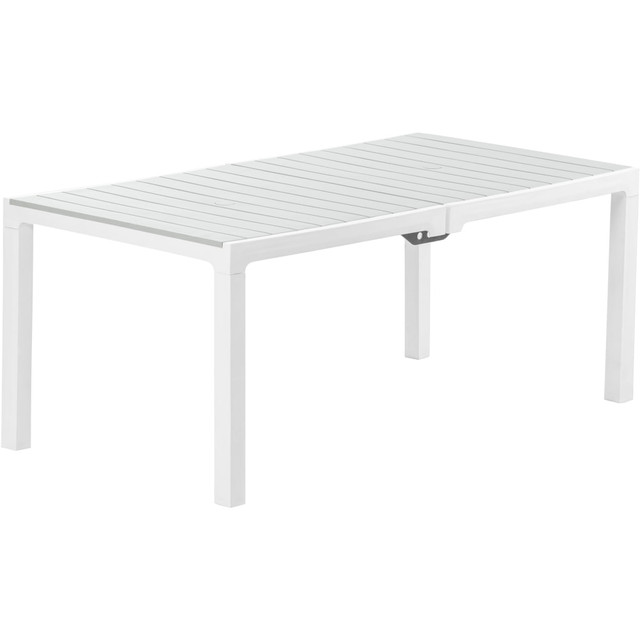 INVAL AMERICA, INC. 464-WHTWD Inval Madeira Indoor And Outdoor Rectangular Plastic Patio Dining Table, 29-1/8in x 70-7/8in, White Wood