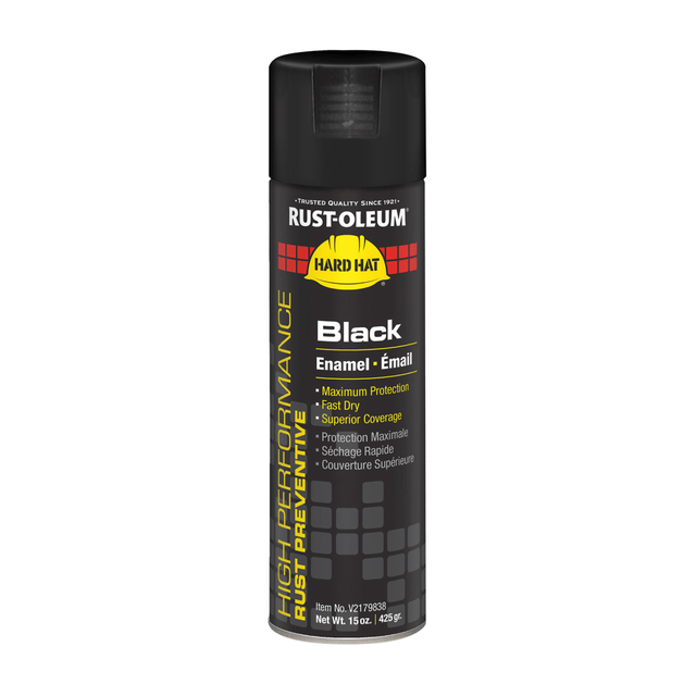 RUST-OLEUM CORPORATION V2179838 Rust-Oleum Hard Hat High Performance V2100 System Rust Preventive Enamel Spray Paint, 15 Oz, Gloss Black, Case Of 6 Cans